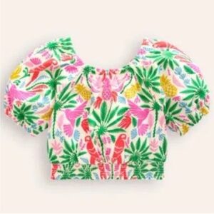MINI BODEN BUBBLE TOP MULTI RAINBOW PALM GIRLS SIZE 9-10